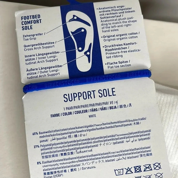 BIRKENSTOCK FOOTBED COMFORT SOLE White COTTON Blend LONG Socks - Picture 6 of 11